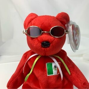 Ty Red Bear with Gold Sunglasses